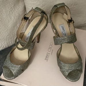 silver sparkle jimmy choo heels